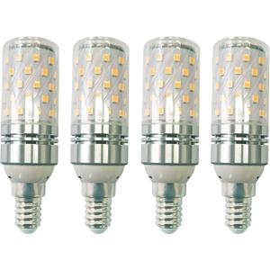 CTKcom 12W E12 LED Corn Candelabra Light Bulbs (4 Pack),E12 Base 3000K Warm White Chandelier Bulbs,1400LM Lights Bright White,AC85-265V(Silver)