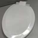 Elongated Toilet Seat Angol Shiold Quiet-Close Molded Wood Toilet Seat with Non-Slip Adjustable Hinges, Anti-Pinch Bumpers, Easy Install & CleanWhite, Elongated 18.5''