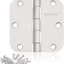 30 Pack Door Hinges, 3.5 x 3.5 Inch White Hinges for Wood 5/8'' Radius Corners Interior Door Hinges, 3 1/2 Inch Hinges for Residential Doors