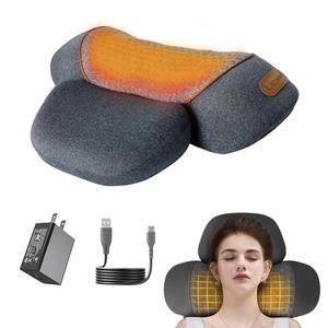 Lewuyoya Non-Rechargeable 3-in-1 Neck Massager Pillow with Heat for Pain Relief Deep Tissue, Cervical Neck Pillow with Traction Massager,Dark Grey