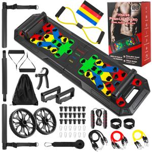 Push Up Board - Portable Multifunction All-in-One Fitness Accessories, Includes Resistance Bands & Pull Up Band, Durable Workout Board for Home Gym, Great Chest Workout Equipment