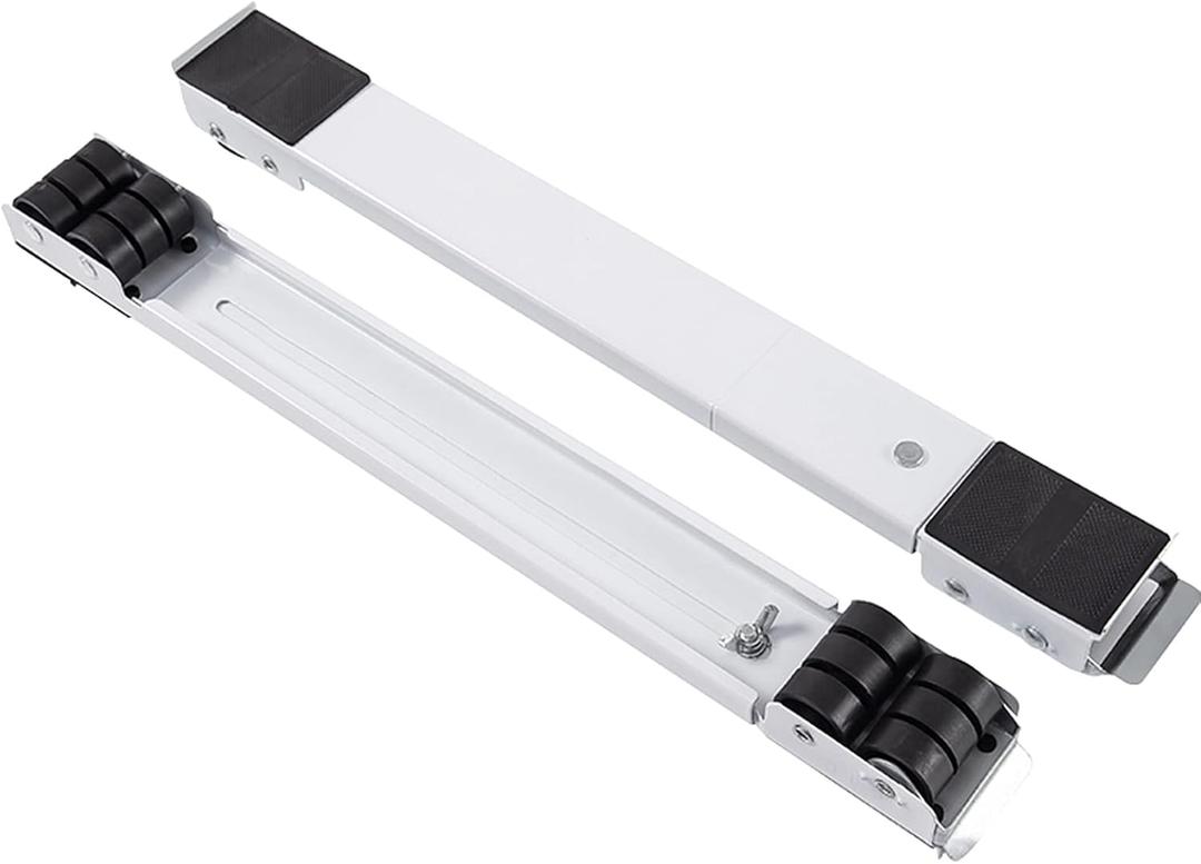 Washing Machine Base, Heavy Duty Expandable Appliance Roller Pair, Adjustable Refrigerator Rack-Drying, Rack-Refrigerator, Machine Base, Sturdy Feet, White, Two Packs
