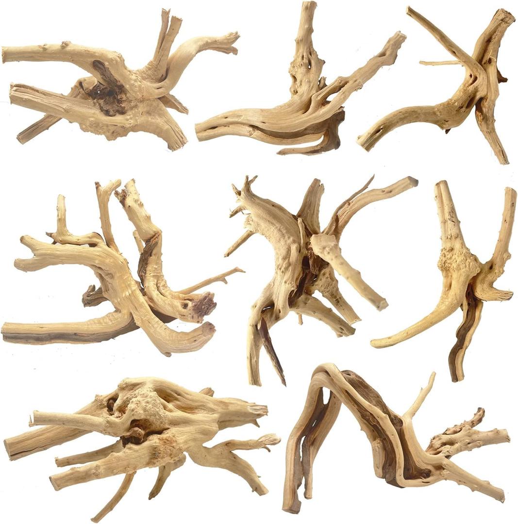 Jorewood Natural Small Spiderwood Driftwood for Aquarium Decor Rptile Fish Tank Decoration Assort Branch 4-7'' 8 Pcs