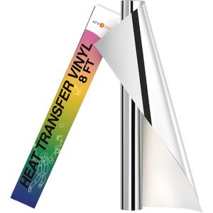 HTVRONT Metallic Silver Heat Transfer Vinyl - 12in x 8ft Iron on Vinyl, Easy to Weed & Transfer Metallic HTV Vinyl - Silver Foil HTV for T-Shirts Compatible with Cricut Cutting Machine
