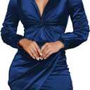 DeftSharp Womens Ruched Formal Bodycon Zipper Graduation Dresses-Elegant Cocktail Party Wedding Midi Dress Medium