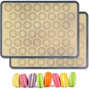 HOOMIL Macaron Silicone Baking Mats, 18"x13", Non-Stick, Reusable, Food Safe, Commercial Half Sheet Size Silicone Mat, Pack of 2