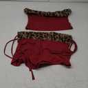 2000S Sexy 2 Piece Leopard Club Outfits, Ruched Tube Strapless Crop Top, Low Rise Booty Shorts Casual Going Out Rave (Burgundy-brown Cheetah, XL)