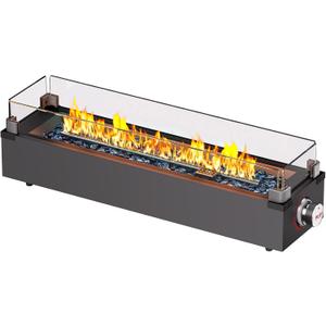 Ciays 28 Inch Tabletop Propane Fire Pit, 50000 BTU Table top Firepit with Glass Wind Guard & Glass Beads, Portable Outdoor Portable Fireplace for Patio and Camping