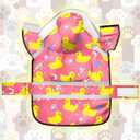 Dog Raincoat, Adjustable Rain Jacket with Hooded Double Layer for Large Medium Small Dogs Puppies, Lightweight Waterproof Rain Coat Poncho with Reflective Stripe Duck Pink,XL