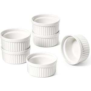 LE TAUCI Sauce Cups 2 OZ, Small Dipping Bowls, Mini Ceramic Ramekins Souffle Dishes, Sauce Dip Bowls for Charcuterie Boards, Microwave & Oven Safe, Set of 6, White