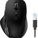 TECKNET Wireless Mouse Bluetooth 5.0/3.0 & 2.4G Rechargeable, Silent Clicks, Adjustable 4800 DPI, 6 Buttons, Ergonomic Design, Bluetooth Mouse for Laptop, Computer, ipad (Black)