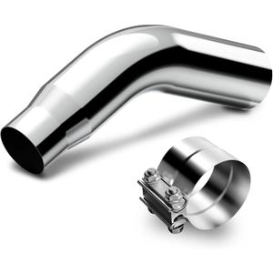LCGP 4" Elbow Exhaust Tip with a Clamp, Chrome Electroplated Exhaust Pipe 4" Inlet 5" Outlet 23" Length Turndown Diesel Exhaust Tip