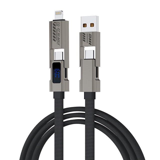 USB C Cable, 4-in-1 USB-C Cable (3 feet), 100W zinc Alloy USB-C Charger Cable for MacBook, iPad, iPhone, iPhone, Samsung, USB-C Cable/Fast Charging (Grey)