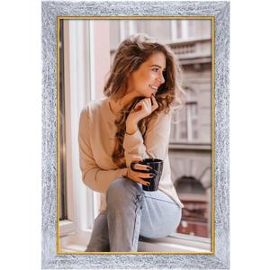 12x18 Silver Wood Frame with Gold Trim, Natural Wooden 18x12in Picture Frames, For 12 x 18inch Gallery Photo Pic with HD Plexiglass, 1.85in Widen, Horizontal Vertical Wall Display 1Pcs