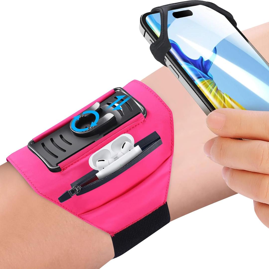 Detachable & 360 Rotatable Armband - Reflective Strap with Zipper Pocket Holder Bag - Compatible with iPhone 16 15 14 Pro Max Plus Samsung Galaxy Note for Running Workout Exercise Walking & Sports