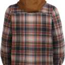 LeeHanTon Mens Heavyweight Hoodies Casual Zip Up Plaid Flannel Shirt Jackets Winter Thick Berber Lined Fleece Coat (Orange, L)