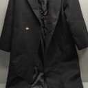 Women's Winter Wool Coat Notch Lapel Single Breasted Casual Mid Long Pea Trench Coat (Medium, Black)