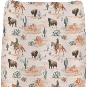 Vintage Cowboy Bison Changing Pad Covers for Baby Girls Boys Western Cowboy Cactus Mountain Fitted Changing Table Cover Mats Wild Desert Soft Diaper Changing Table Sheets 32''16''