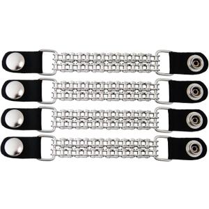 Milwaukee Leather Classic Chrome Snap Button Vest Extender w/Genuine Leather 6.5" Extension 4-PCS MLA6010SET - 4 Inch