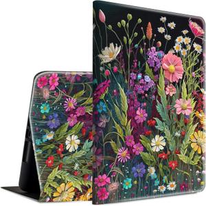 Case for All-New Fire 7 Tablet Case 7" 12th Generation 2022 Release Lightweight Smart Cover PU Leather Adjustable Stand Protective Cover with Auto Wake/Sleep - Floral Flower