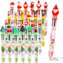 LOKIPA Christmas Multicolor Ballpoint Pen, 24PCS 6 In 1 Christmas Ballpoint Pens 4 Colors Retractable Ballpoint Pens for Christmas Party School OfficeRandom Style