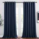 NICETOWN Blackout Draperies Curtain Panels - Window Treatment Thermal Insulated Solid Grommet Blackout Curtains/Panels/Drapes for Bedroom (Navy, Set of 2, 80 by 95 Inch)