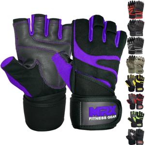 MRX Weightlifting Gloves for Men Workout Gloves Mens Wrist Support Lifting Gloves Male Gym Gloves | Workout Gym Accessories for Men Weight Lifting Fingerless Gym Exercise for Powerlifting (Purple, XL)