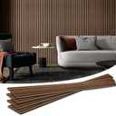 Art3d 4-Piece Wood Slat Acoustic Panels for Stylish Decor and Noise Reduction, 3D Textured Panel for Ceiling and Wall, Walnut (4Pcs - 94.5 * 7.9 inch)
