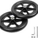 2Pcs Rollator Wheel Replacement 7.6" Walker Anti-Slip Black Nylon & PVC Wheel with 95mm Screws & L-Wrench