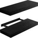 Amada HOMEFURNISHING Floating Shelves Wall Mounted, 15 x 7 Inch Wall Shelves for Bathroom, Bedroom, Living Room, Black Shelves Set of 2