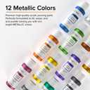 GenCrafts Metallic Acrylic Pouring Paint 12 Colors Pre-Mixed High Flow & Ready to Pour - 2 oz./60 ml Bottles - Multi-Purpose Paints for Canvas, Paper, Rocks, Wood