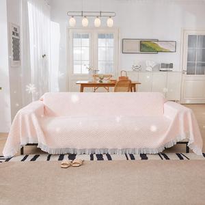 Cooling Couch Cover, Cooling Sofa Cover Made of Ice Silk, Skin-Friendly and Breathable, Non-Slip, Machine Washable (Pink, 4 Seater(70.9"×149.6"))