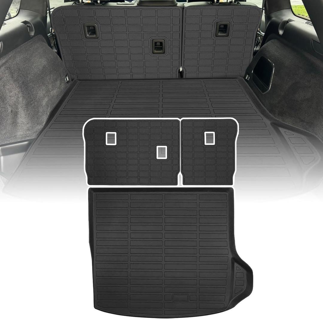 Cargo Liners Backrest Mat for Jeep Grand Cherokee Accessories 2022-2025 with Hook&Loop Rear Trunk Mat Rear Seat Back Cover Protector All Weather Anti-Slip Split Dog Liner 3 PCS