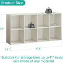 8 Cube Storage Organizer, Solid Wood Cube Shelf for 11" Storage Bins, White