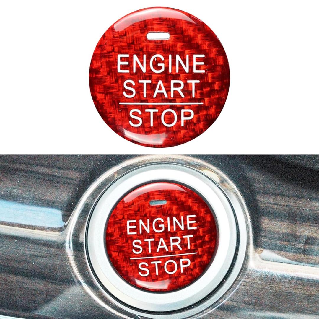 QianBao Compatible with Start Stop Button Cover Carbon Fiber Keyless Car Engine Ignition Switch for Honda CRV 2012-2016 Civic 2014 2015 Accord 2014-2016 Red