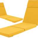 72 x 21 Inch Outdoor Chaise Lounge Cushions Set of 2 - Removable Cover, 4-Section Design, Water-Repellent & Fade-Resistant, 6 Tie Straps, Replacement for Patio & Pool Chairs - Yellow, 72''x21'' | 2 Pack