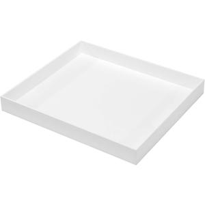 Large Glossy White Acrylic Serving Tray (18×16 Inches) Without Handles Spill Proof Acrylic Decorative Tray Organiser for Ottoman Coffee Table Countertop