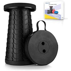 Boreeman Upgraded Folding Stool Lightweight Yet More Sturdy with Load Capacity 400lbs Portable Collapsible Stool for Camping Fishing Hiking BBQ (Black)