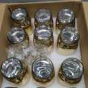 Tioncy 12 Pcs Painted Mason Jars for Table Glass Decorative Jars with 12 Light Strings for DIY Wedding Valentines Day Housewarming Home Decoration(Gold)