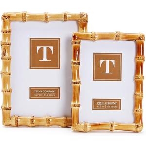 Two's Company Set of 2 Blonde Natural Bamboo Finish Photo Frame, Includes 2 Sizes, 4x6 and 5x7 Inches, Bamboo, Home Decor Accessories