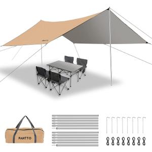 Hammock Rain Fly, 12x10FT Camping Tarp with Poles, Waterproof and Ultralight Survival Tent Tarp for Outdoors, Camping, Hiking, Picnic, Backpacking