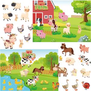 48 Sheets Farm Animals Stickers Party Favors Waterproof Stickers for Kids Animal Cute Stickers Wall Decal Self Adhesive Sticker for Farm Theme Party Decor