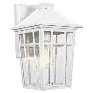 Darkaway Outdoor Sconce Lights Wall Light Fixtures, 14inch Large Porch Light Outdoor Wall Anti-Rust Waterproof Aluminum with Glass Exterior Light Fixture for Patio Yard Doorway Garage (Large, White)