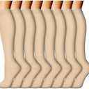 ACTINPUT 8 Pairs Compression Socks for Women & Men,Support Compression Stockings for Medical Running Athletic, 07 - Nude, S/M