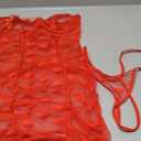 Lilosy Sexy Sheer Heart Mesh Underwire Ruched Ruffle Babydoll Club Cami Strap Lingerie Set with Thong (Medium, Red)