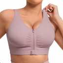 FeelinGirl Bras for Women No Underwire Front Closure Post Surgical Bras with Wide Adjustable Straps Antique Fuchsia 3XL