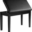 SONGMICS Duet Piano Bench with Padded Cushion and Storage Compartment, Piano Chair Seat, 13.4 x 29.1 x 19.7 Inches, Ink Black ULPB75BK