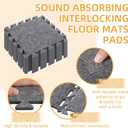 24Pcs Sound Absorbing Interlocking Floor Mats, 11 x 11 x 0.3 Inch High Density Piano Carpet Drum Rug, Non-Slip Anti Vibration Soundproof Pads, Grey