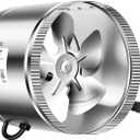 VIVOSUN 8 Inch Inline Duct Fan 420 CFM, HVAC Exhaust Ventilation Fan with Low Noise for Basements, Bathrooms, Kitchens and Attics, Silver