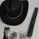 Cowgirl Outfit for Women Rhinestone Cowboy Hat Bling Cuban Necklace Bracelet Earring Belt Folding Clack Hand Fan